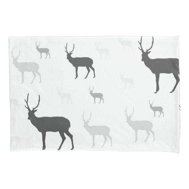 White & Black Deer Silhouette Throw Pillow  Case (Front)