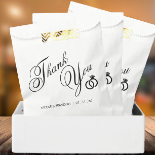 White & Black Diamond Ring Wedding Thank You Favor Bag