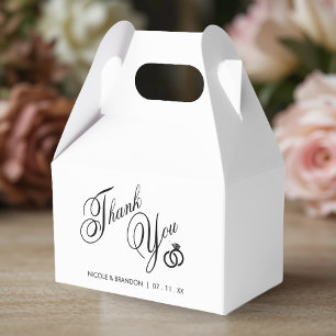 White & Black Diamond Ring Wedding Thank You Favor Boxes