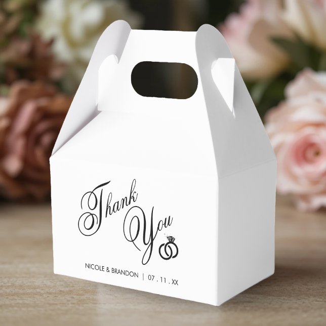 White & Black Diamond Ring Wedding Thank You Favor Boxes (White & Black Diamond Ring Wedding Thank You Favor Boxes
)