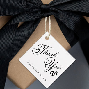 White & Black Diamond Ring Wedding Thank You Favor Tags
