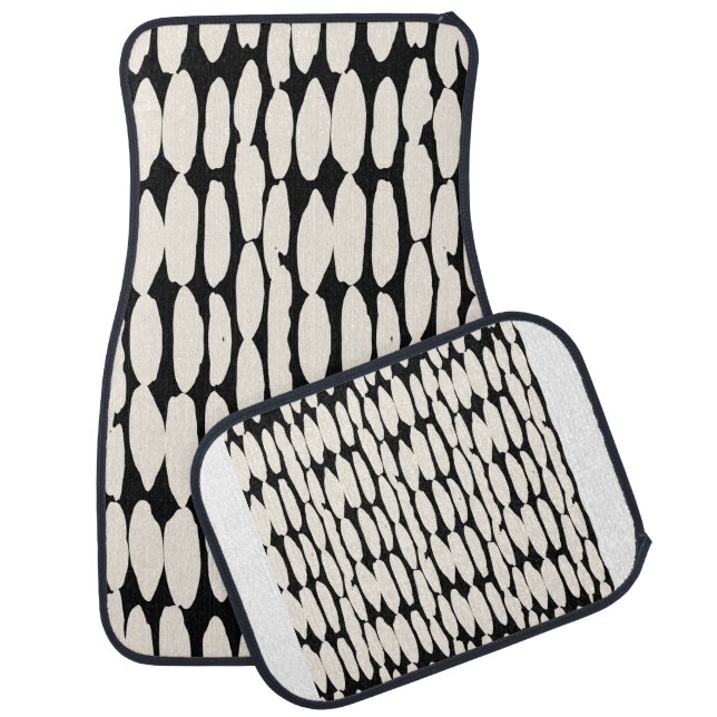 White black dot pattern. shibori circle seamless.  car floor mat (Set)