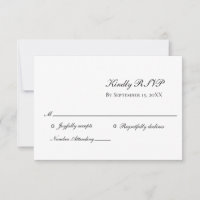 White Black Elegant Formal Traditional Wedding RSV RSVP Card