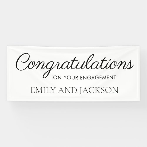 White Black Elegant Script Engagement Banner