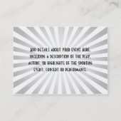 White + Black Event Ticket, Lg Business Card Size (Back)