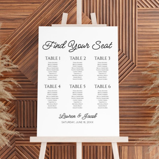 White Black Find Seat Small Wedding Seating Chart Foam Board (Creator Uploaded)