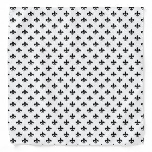 White Black Fleur De Lis Delicate Mardi Gras Bandana
