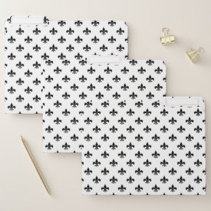 White Black Fleur De Lis Delicate Mardi Gras File Folder