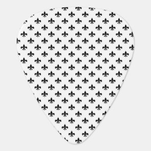 White Black Fleur De Lis Delicate Mardi Gras Guitar Pick