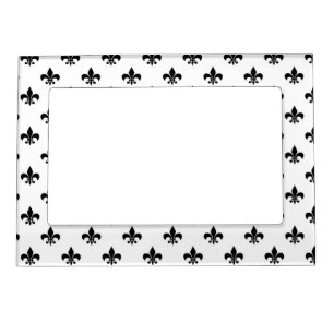 White Black Fleur De Lis Delicate Mardi Gras Magnetic Frame