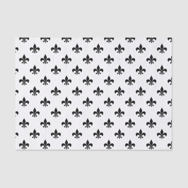White Black Fleur De Lis Delicate Mardi Gras Tissue Paper (Front)
