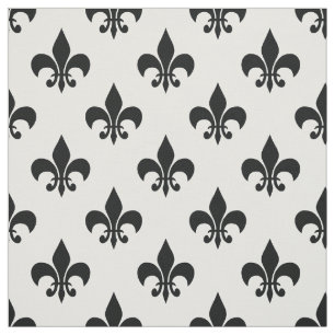 White Black Fleur-de-lis Textile Fabric
