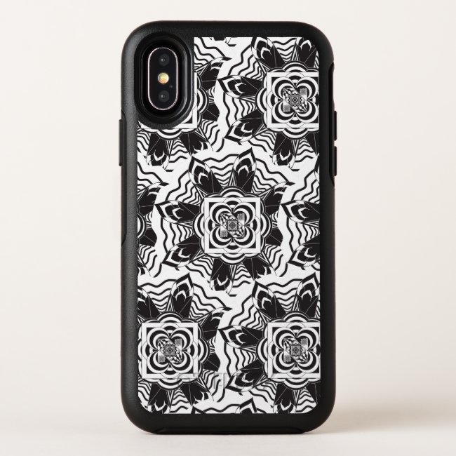 White Black Floral Mandala Pattern iPhone X Case