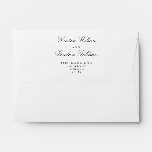 White  Black Flower Wreath Rose Foil Invitation Envelope