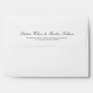 White & Black Flower Wreath Rose Foil Invitation Envelope
