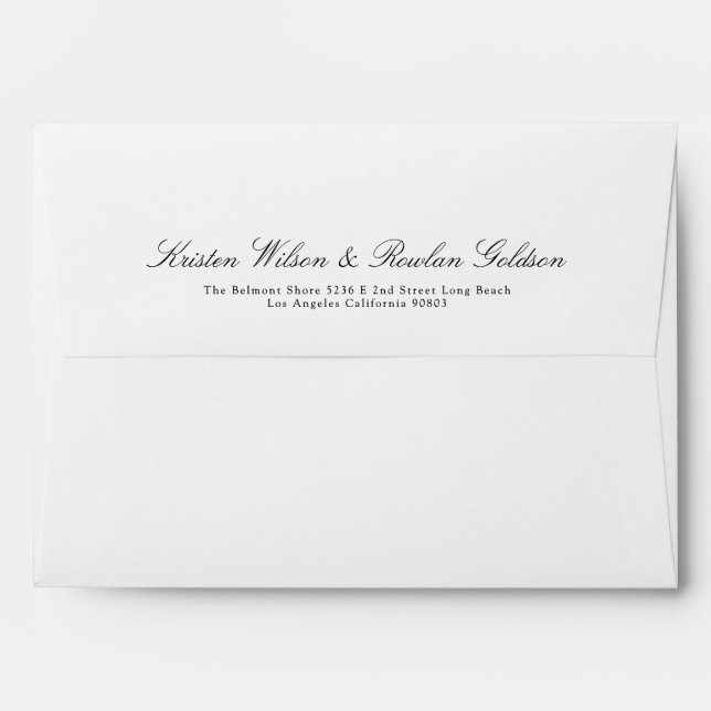 White & Black Flower Wreath Rose Foil Invitation Envelope (Back (Top Flap))