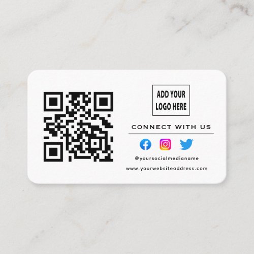 White Black Follow Scan To Connect With Us QR Code Business Card