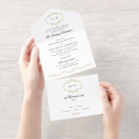 white black formal gold crest monogram wedding