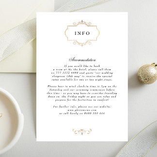 white black formal gold crest monogram wedding enclosure card