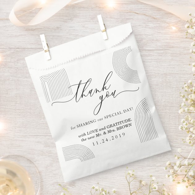 White Black Formal Minimalist Geometric Wedding Favor Bag