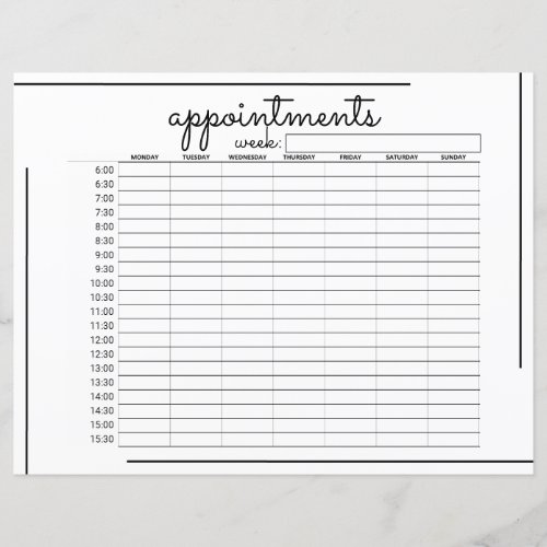 White Black Frame Script Logo Appointment Schedule