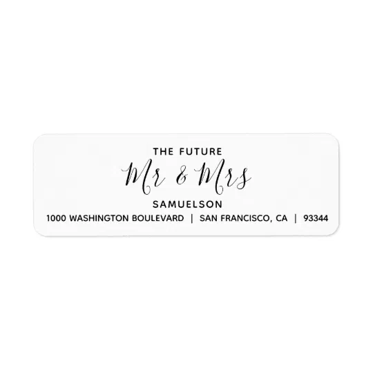 White Black Future Mr & Mrs Wedding Return Address Label | Zazzle.com