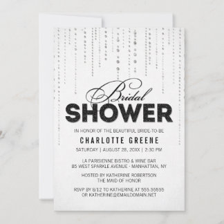 White & Black Glitter Look Bridal Shower Invitation