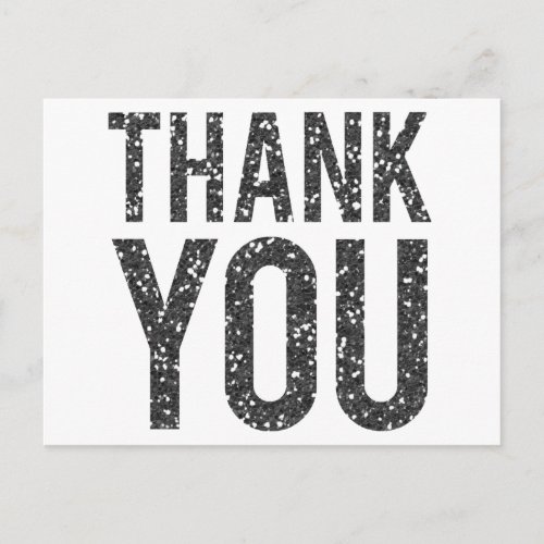 White  Black Glitter Wedding Thank You Postcard