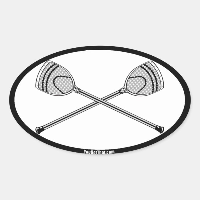 White/Black Goalie Lacrosse Sticks Oval Stickers