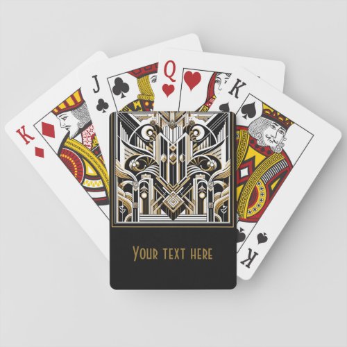 White Black Gold Art Deco Roaring 20s Wedding Playing Cards