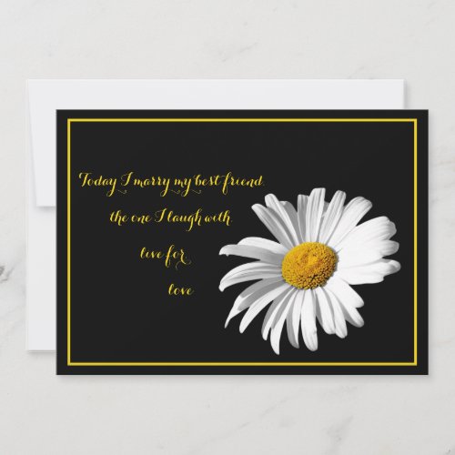 White Black Gold Daisy Wedding Invitation
