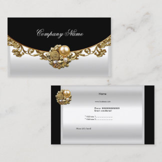 White Black Gold Elegant Boutique Gold Profile Business Card