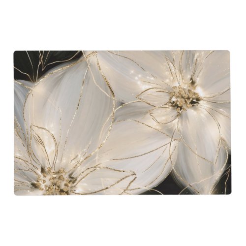 White Black Gold Flowers Birthday Placemat