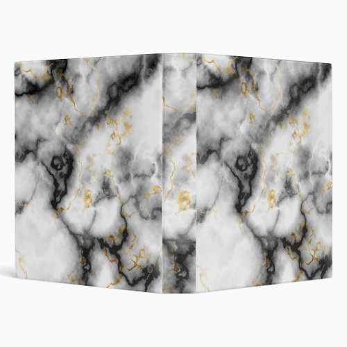 WhiteBlack Gold Marble 3 Ring Binder