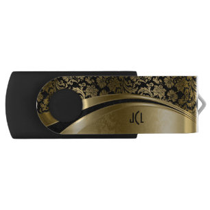White Black & Gold Modern Geometric Design Flash Drive