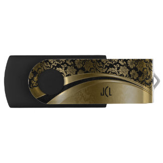 White Black & Gold Modern Geometric Design Flash Drive