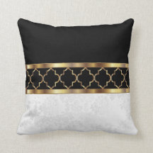 White, Black & Gold Quatrefoil & Damask Pattern2