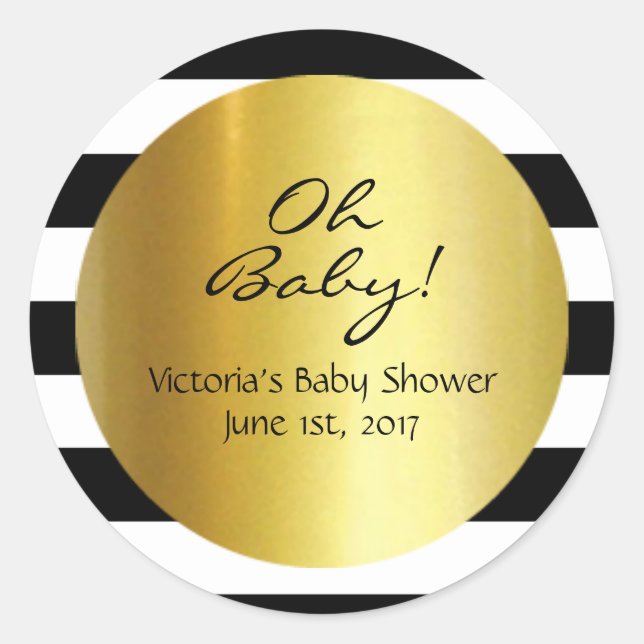 White,Black, Gold Striped Sticker - Personalized (Front)