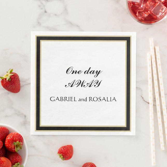 White Black & Gold Typography  Rehearsal Dinner  Paper Dinner Napkins (Insitu)
