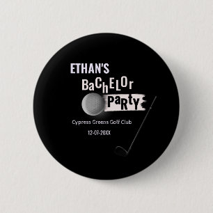 White Black Golfer Golf Bachelor Partee Golfing Button