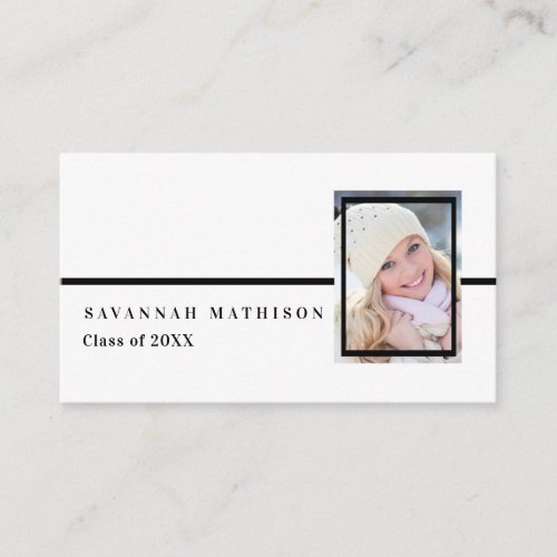 White  Black Graduation Photo Insert Name Cards