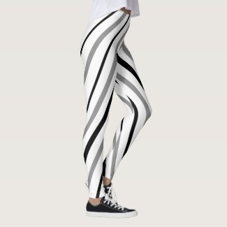 White Black Gray Chevron Stripe Pattern Leggings