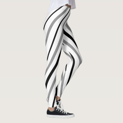 White Black Gray Chevron Stripe Pattern Leggings