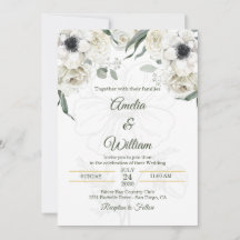 White Black Green Elegant Anemone Wedding