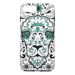White Black & Green Glitter Lion Sugar Skull iPhone 8 Plus/7 Plus Case