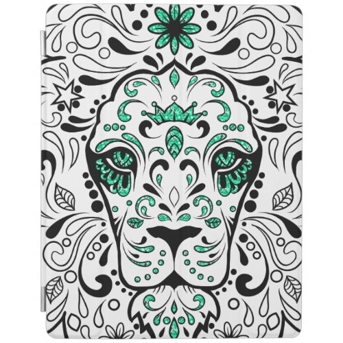 White Black  Green Glitter Lion Sugar Skull iPad Smart Cover