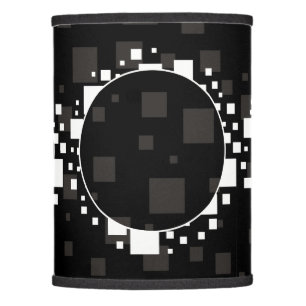 White Black Grey Circles Squares Abstract Artsy Lamp Shade