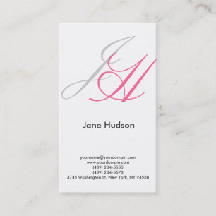 White Black Grey Monogram Simple Business Card