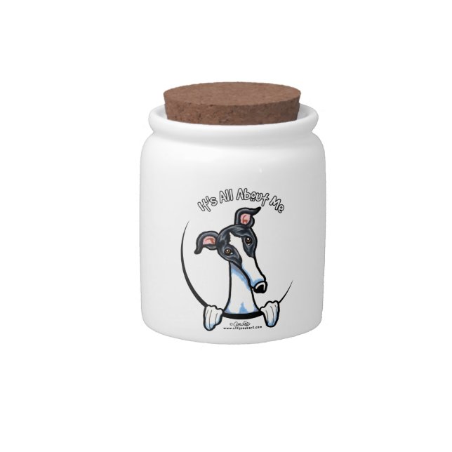 White Black Greyhound IAAM Candy Jar (Front)