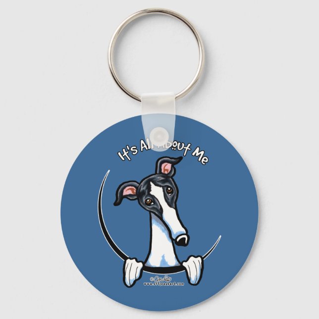 White Black Greyhound IAAM Keychain (Front)